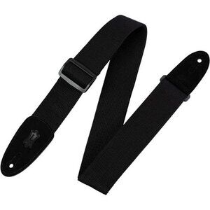 Black cotton guitar strap adjustable 58 inch with suede ends music gear